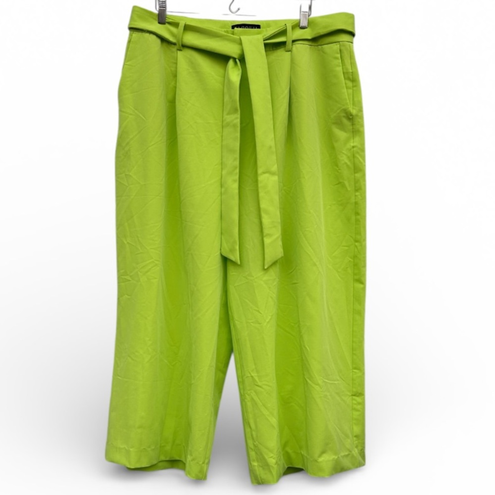 Eloquii lime green wide pants tie waist 16 - Picture 6 of 13